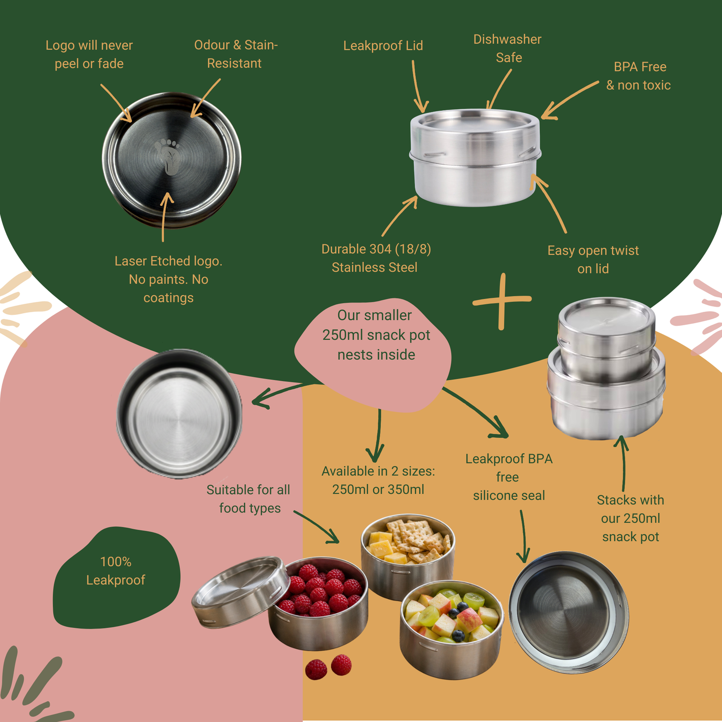 Stainless Steel Snack Pot – 350ml