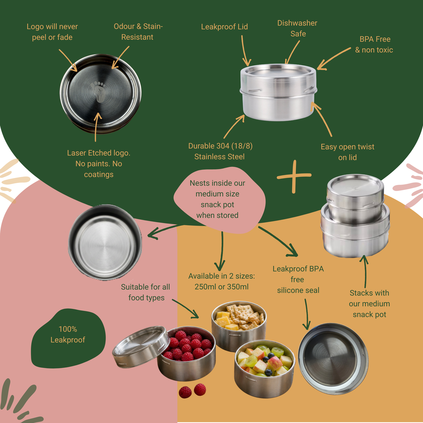 Stainless Steel Snack Pot – 250ml